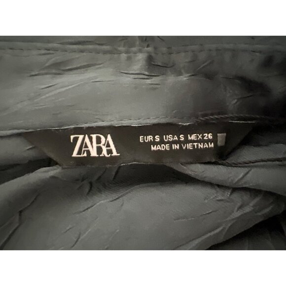 Zara Textured Satin Crinkled Look Button-Up Blouse - Picture 4 of 6